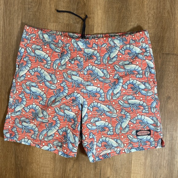 Vineyard Vines Other - Vineyard Vines Swim Shorts Mens M Board Trunks All Over Print Lobsters Red Blue